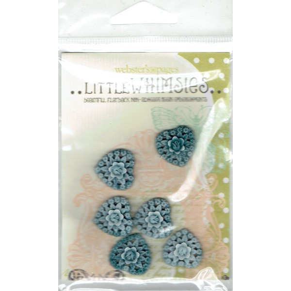 Webster´s Page Little Whimsies Resin Hearts Aqua