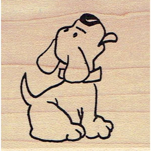 Art Gone Wild Wood-Mounted Rubberstamp Happy Pup