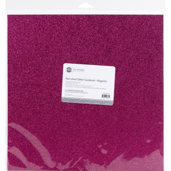 Et Cetera Papers Non-Shed Glitter Cardstock 12x12 Magenta