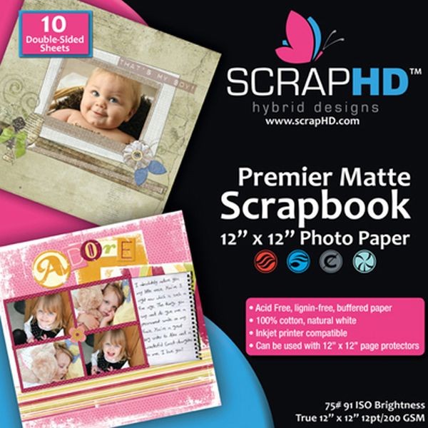 ScrapHD Premier Matte Scrapbook Photo Paper 12" x 12"