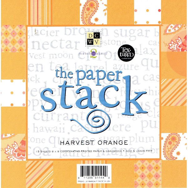 DCWV Paper Stack Harvest Orange 8x8