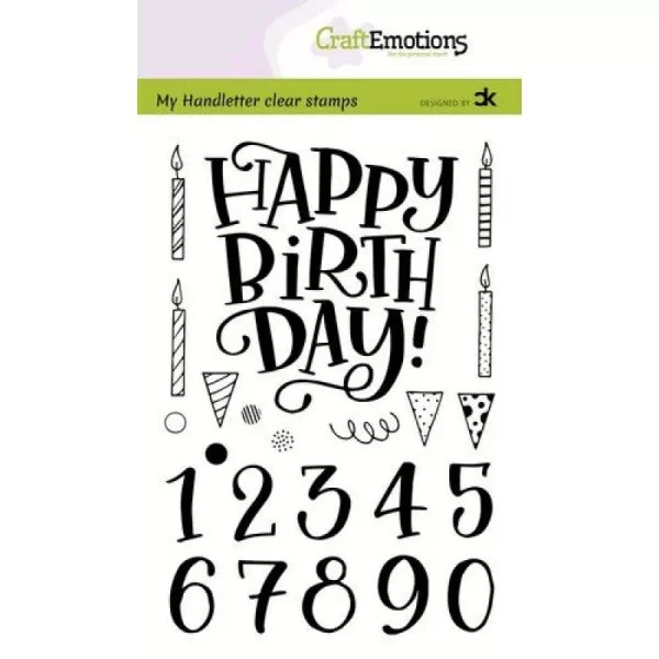 Craft Emotions Clearstamps Handlettering Happy Birthday & Numbers