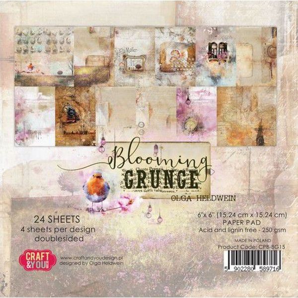 Craft & You Blooming Grunge Small Paper Set 6x6
