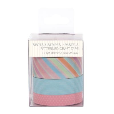 Papermania Capsule Spots & Stripes Pastels Patterned Craft Tape