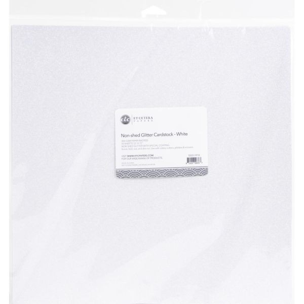 Et Cetera Papers Non-Shed Glitter Cardstock 12x12 White