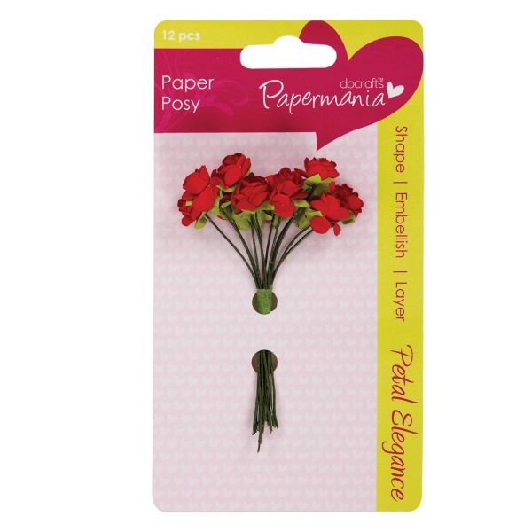 Papermania Paper Posy Petal Elegance Red Rose-Copy