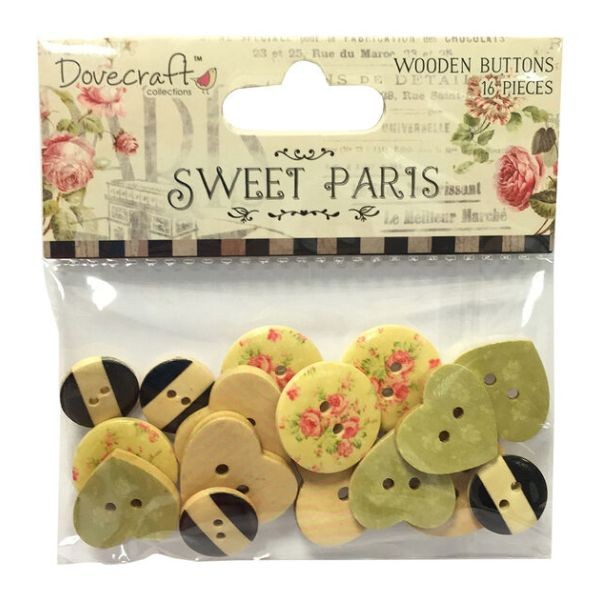 Dovecraft Sweet Paris Wooden Buttons