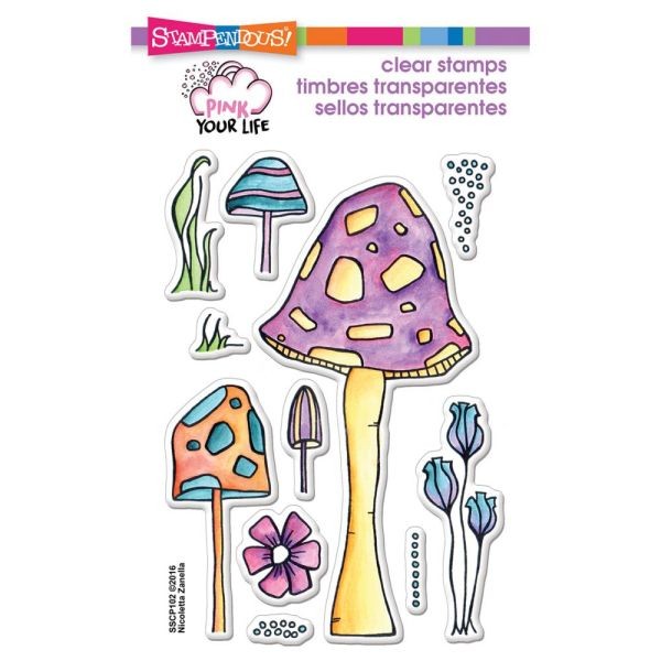 Stampendous Pink Your Life Clearstamps Mushrooms