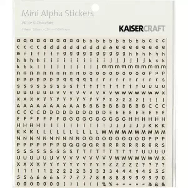 Kaisercraft Mini Alpha Stickers White & Chocolate