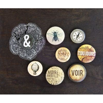 Prima Marketing Cartographer Flair Buttons & Clearstamp