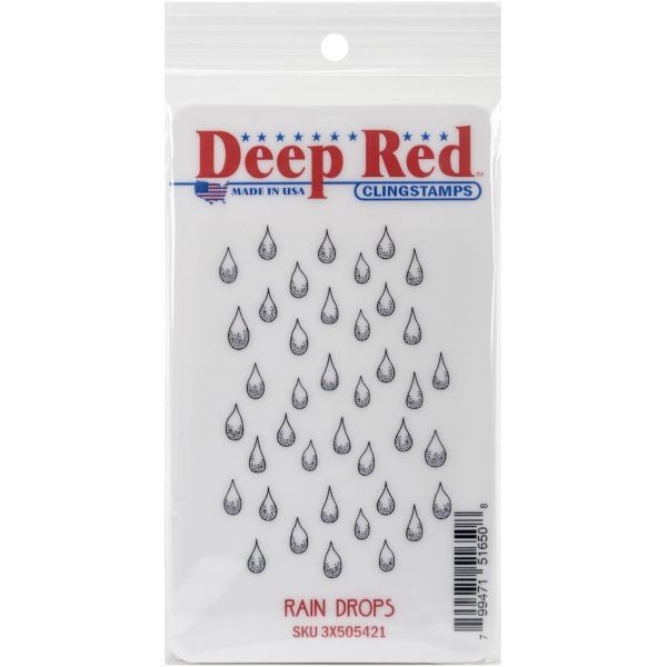 Deep Red Stamps Raindrops