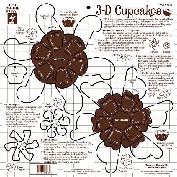 Hot off the Press Template 3-D Cupcakes