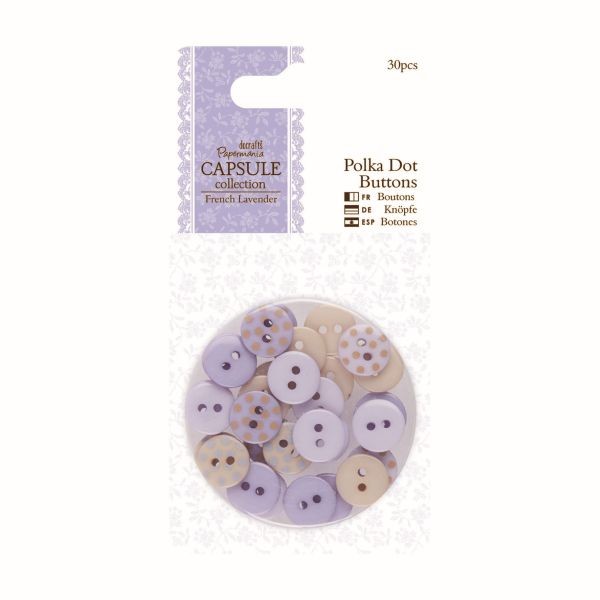 Papermania Capsule French Lavender Polka Dot Buttons