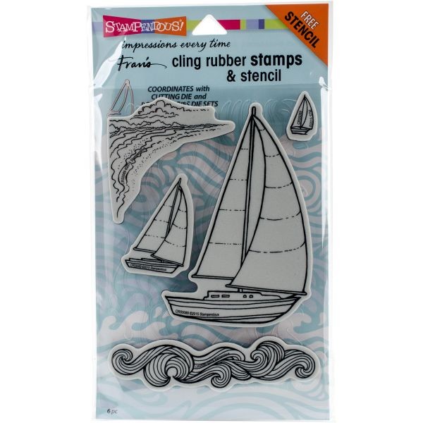 Stampendous Fran´s Clingstamps w/Stencil Sail Boats
