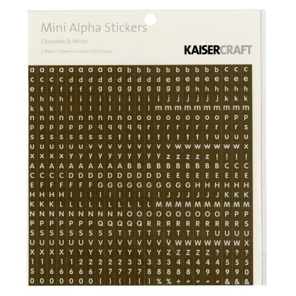 Kaisercraft Mini Alpha Stickers Chocolate & White