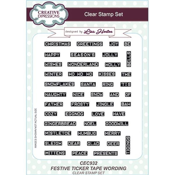 Creative Expressions Clearstamps Festive Ticker Tape Wording