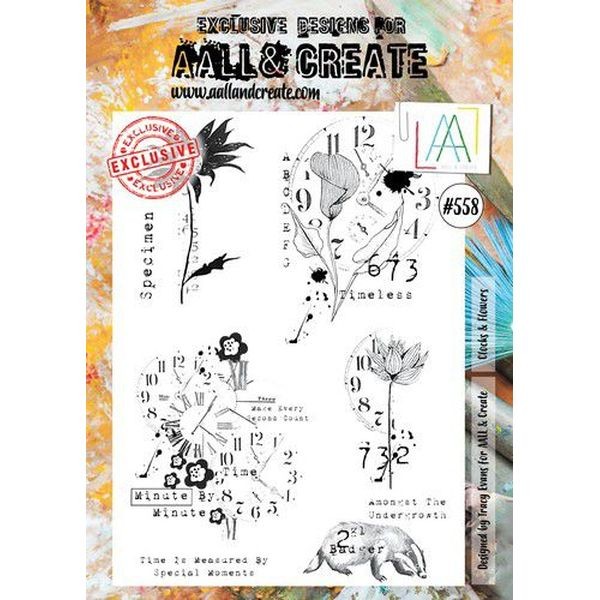 AALL & Create Clearstamps A4 No. 558 Clocks & Flowers