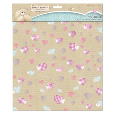 Forever Friends Kraft Notes Self-Adhesive Fabric Sheet Hearts